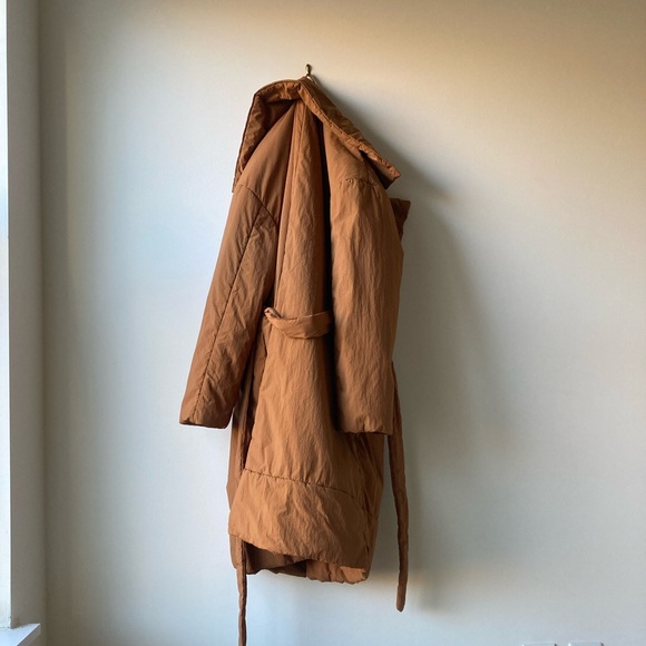 kimono cocoon duvet wrap coat oversized puffer jacket robe belted belt pumpkin s - Picture 5 of 10